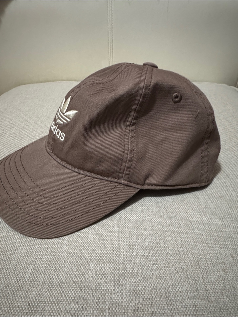 Like New Adidas Baseball Style Cap-Brown-White Stitched Logo-Adjustable-Cotton - Picture 6 of 14